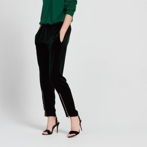 Sandro Bianca Zip-Hem Velour Pants